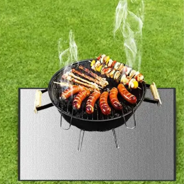 Fireproof Mat Outdoor Lawn Terrace Barbecue Fireproof Silver Rectangular Protective Mat