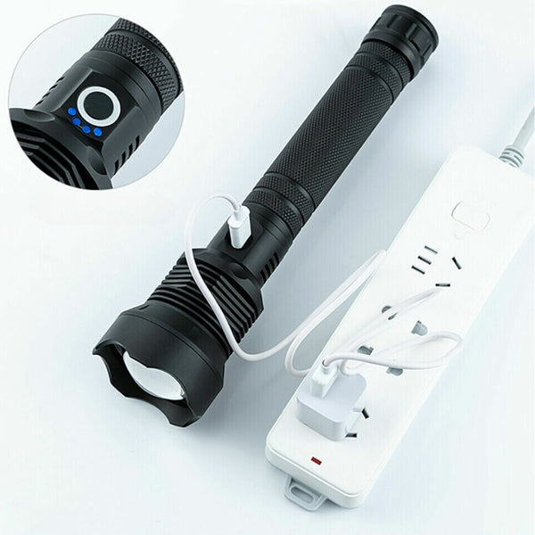 Ultra Bright LED Tactical Flashlight 3 Modes Zoom Torch USB Charging