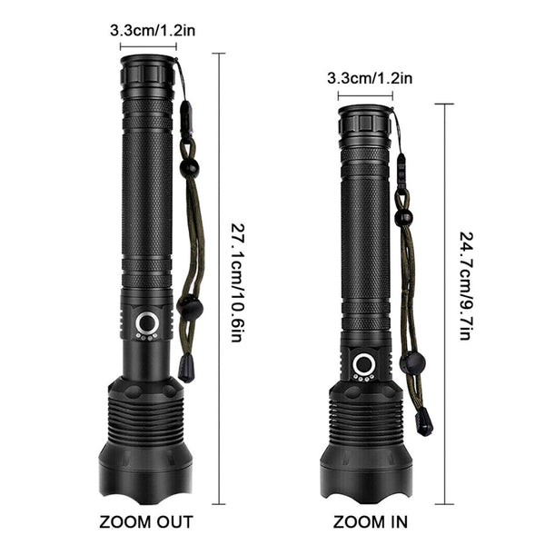 Ultra Bright LED Tactical Flashlight 3 Modes Zoom Torch USB Charging